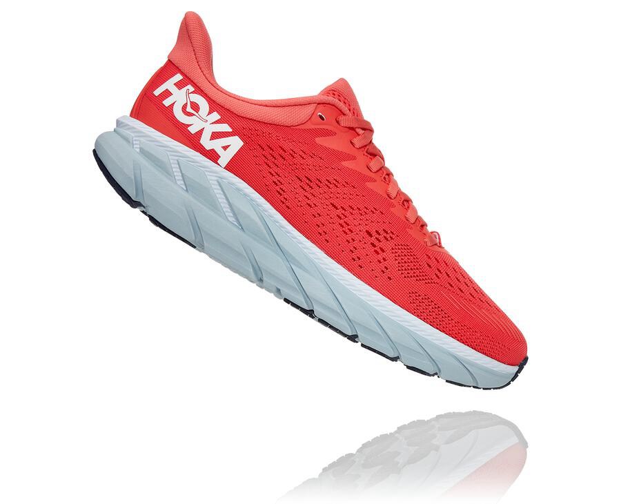 Hoka One One Hardloopschoenen Dames - Clifton 7 - Rood/Wit - RQ9204578